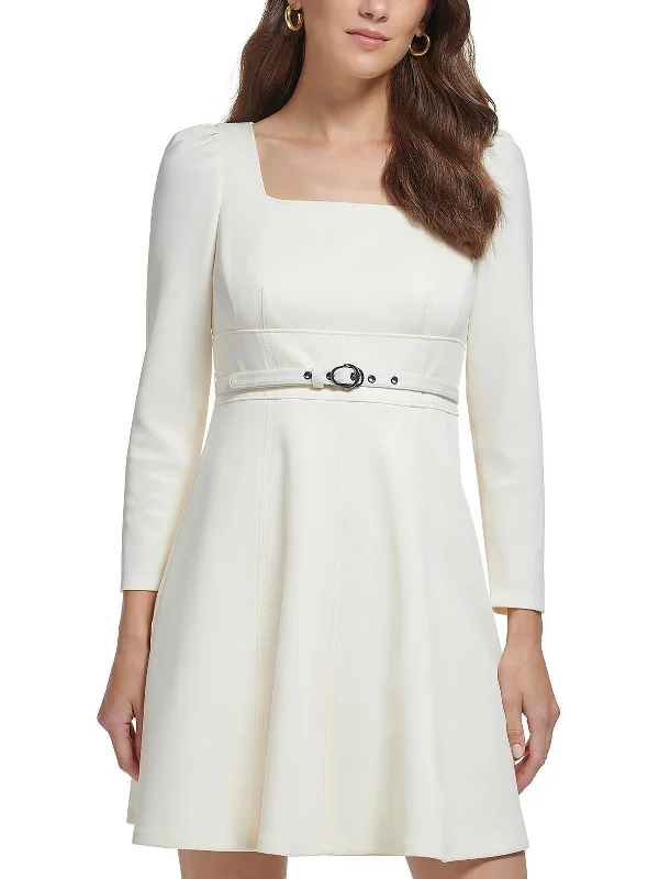 Women's Seasonal Clothes Womens Panel Square Neck Fit & Flare Dress